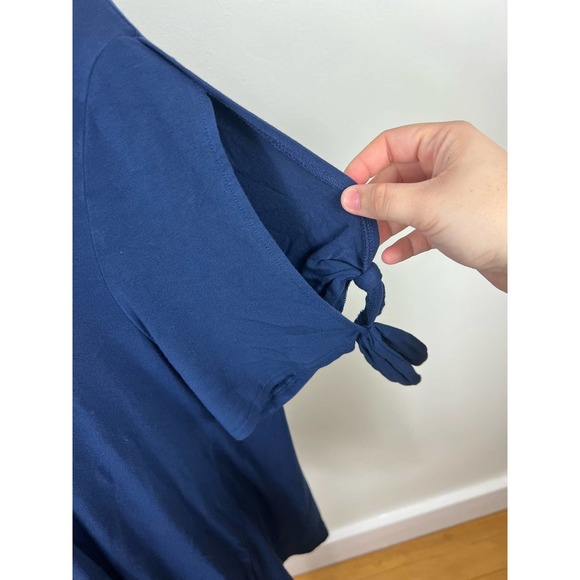 WestPort Blue and silver bedazzled short sleeve blouse with cutouts in arms - Picture 8 of 10